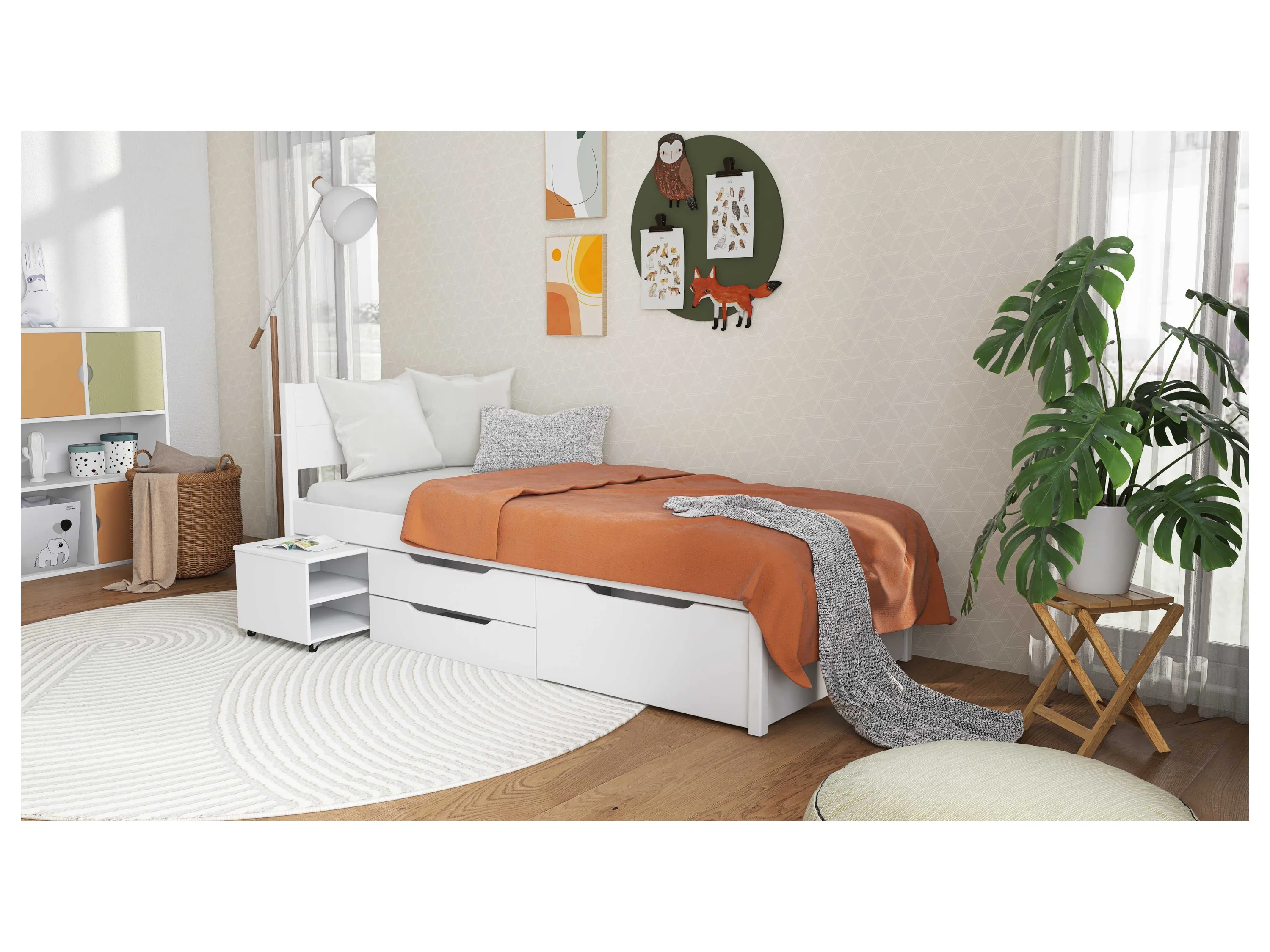 Inter Link Stauraumbett Efetivo, inkl. Nachtkommode, Einzelbett, Doppelbett, Massivholz, Bett mit Stauraum, inkl. Lattenrost, 90/140/160/180x200 cm – Bild 2 von 4