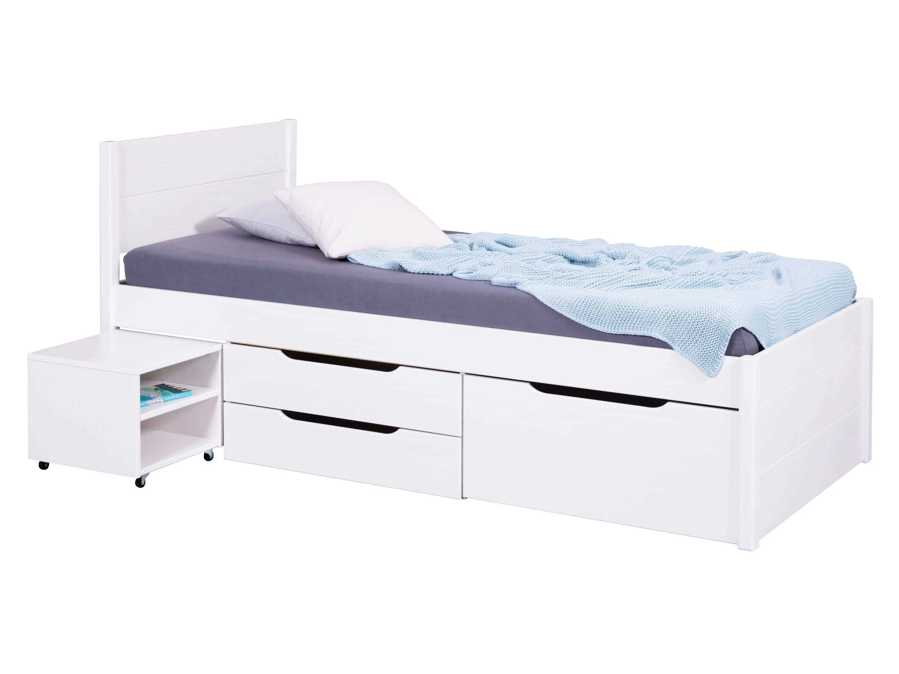 Inter Link Stauraumbett Efetivo, inkl. Nachtkommode, Einzelbett, Doppelbett, Massivholz, Bett mit Stauraum, inkl. Lattenrost, 90/140/160/180x200 cm – Bild 3 von 4