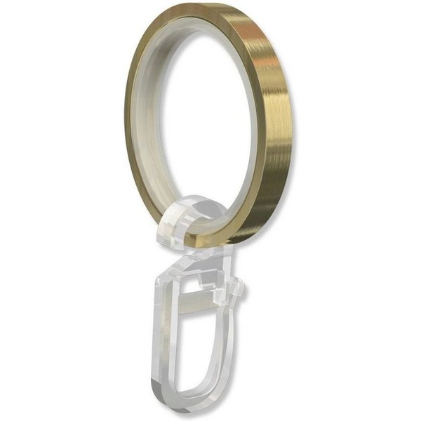 INTERDECO Gardinenring Flachringe mit Einlage und Faltenhaken, für 20 mm Ø Gardinenstangen, (Packung, 24-St., Messing-Optik), Metall / Kunststoff