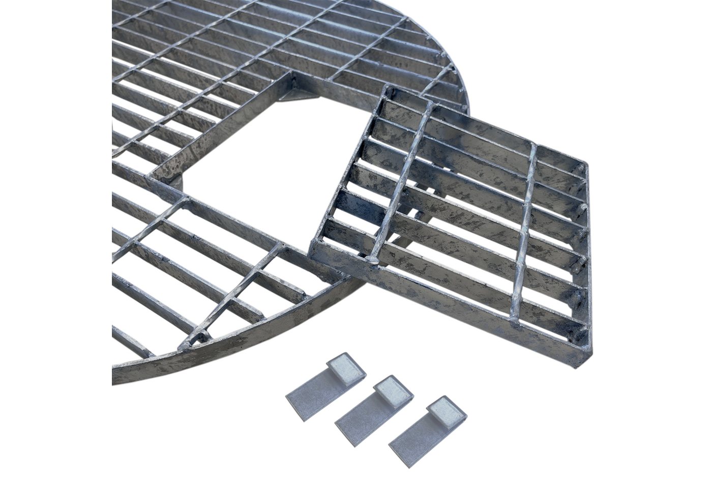 INTERGARDEN Universalschutzgitter Abdeckgitter Ø66 cm verzinkt bis 250 kg für Rundbecken, Verzinkt – Bild 2 von 5