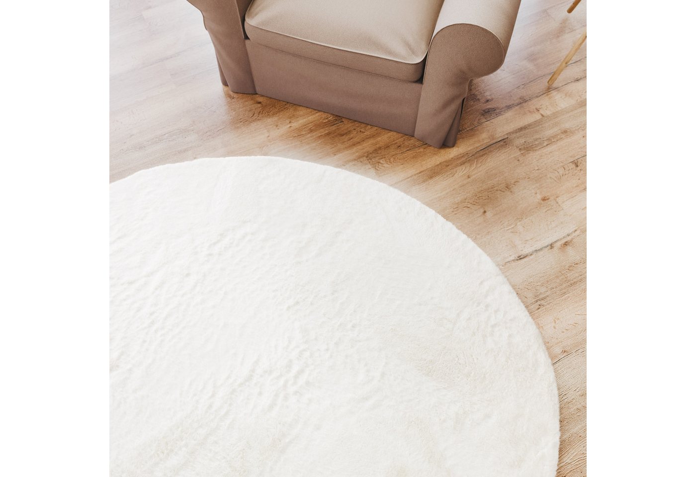 Interiyou Fellteppich Fargo, Rund, Höhe: 11 mm, Teppich Wohnzimmer, waschbar, pflegeleicht, Anti-Rutsch-Rückseite – Bild 3 von 5