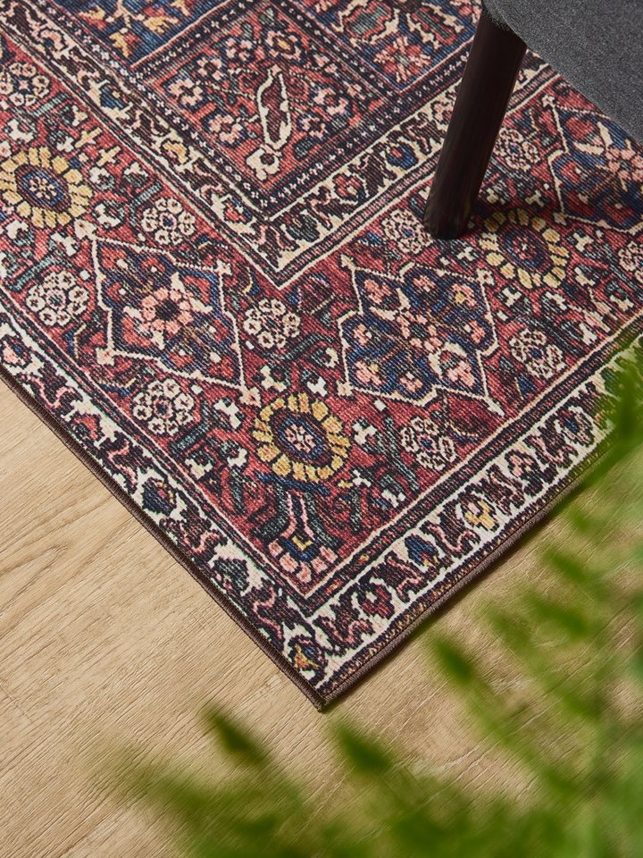 Interiyou Teppich Gent, Rechteckig, Höhe: 5 mm, Vintage Kurzflor für Wohnzimmer, Schlafzimmer, waschbar, pflegeleicht – Bild 3 von 5