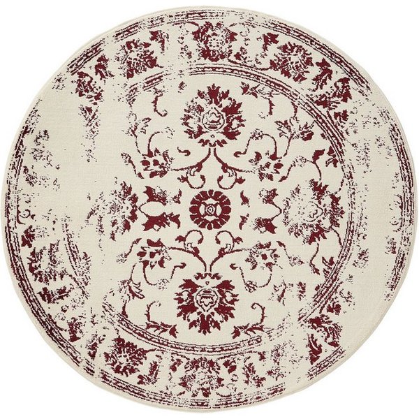 Interiyou Teppich Suzuka, Rund, Höhe: 6 mm, Teppich Kurzflor, Vintage, Orientalisch, Wohn- und Schlafzimmer