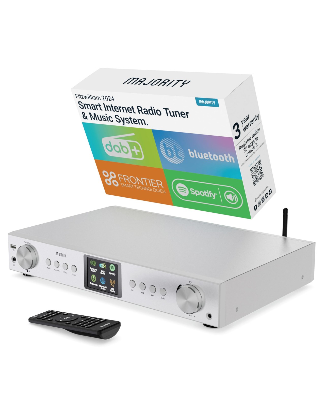 Internetradio Tuner WLAN DAB UKW Radio Bluetooth Spotify Connect Display 43,5cm