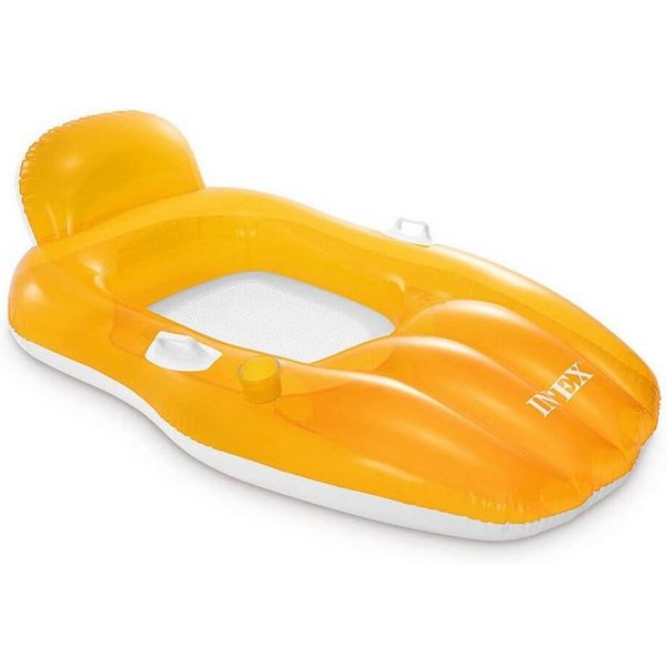 Intex Luftmatratze Lounge Chill N' Float (163x104cm), mit integrierter Rückenlehne & Getränkehalter