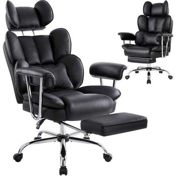 Intimate WM Heart Chefsessel Ergonomischer Bürostuhl, Höhenverstellbar Schreibtischstuhl (Gaming Stuhl mit dickem Kissen), PU-Leder Drehstuhl mit Kopfstützte un