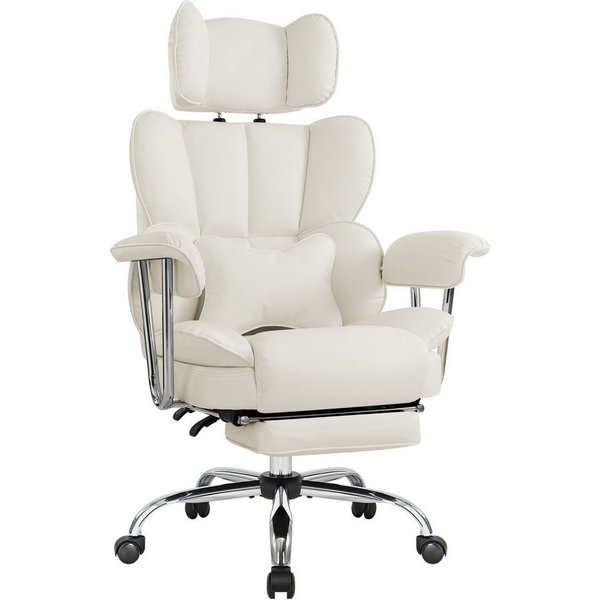 Intimate WM Heart Chefsessel Ergonomischer Bürostuhl, Höhenverstellbar Schreibtischstuhl (Gaming Stuhl mit dickem Kissen), PU-Leder Drehstuhl mit Kopfstützte un