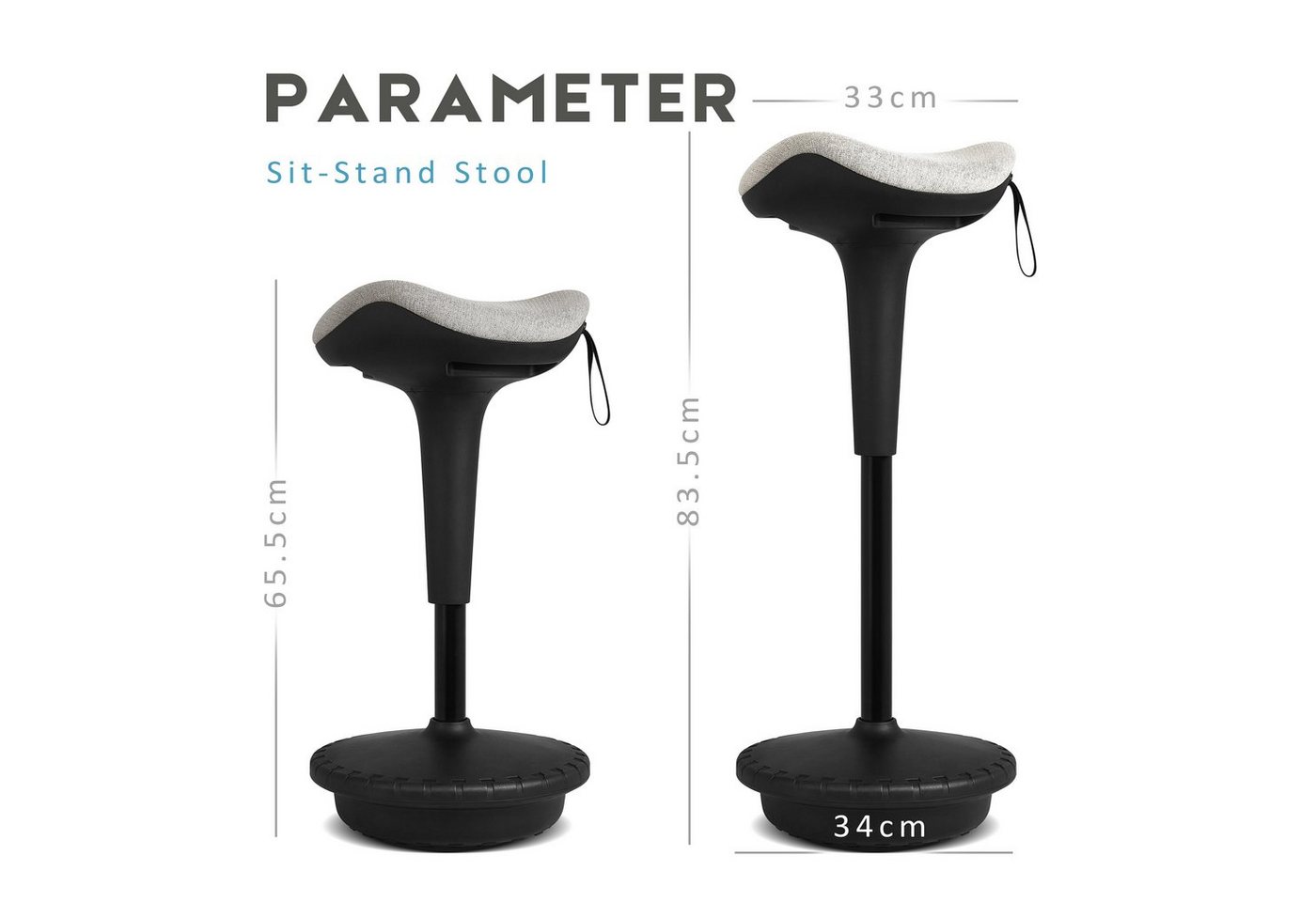 Intimate WM Heart Drehhocker Ergonomischer Hocker, Höhenverstellbar Bürohocker, Atmungsaktiv Sitz- und Stehhocker für Zuhause und im Büro – Bild 2 von 5