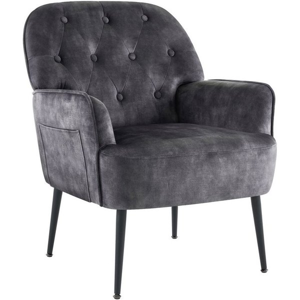 Intimate WM Heart Sessel Einzelsessel, Retro Fernsehsessel mit Metallbeinen, Samt Loungesessel mit Armlehne für Schlafzimmer Wohnzimmer