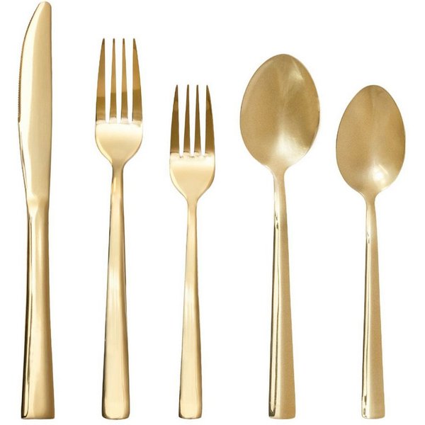 Intirilife Besteck-Set (20-tlg), 4 Personen, Edelstahl, Besteck Set Edelstahl in Gold Essbesteck 4 Personen Spülmaschinenfest