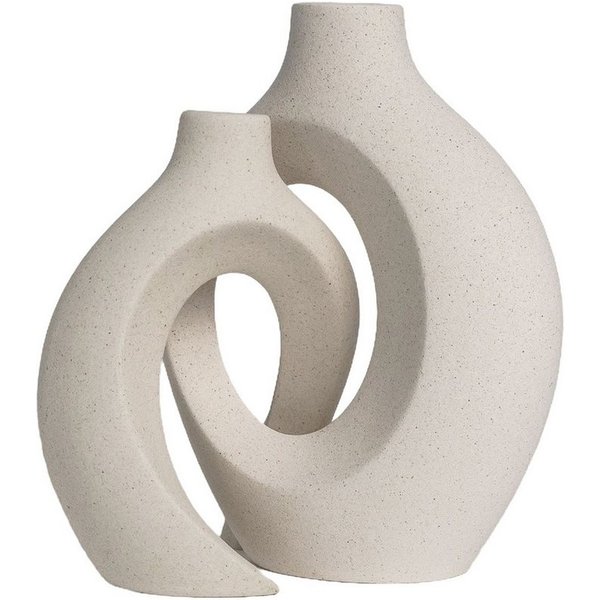 Intirilife Dekovase (Set, 2 St., 2x Keramik Vase), Vase aus Keramik mit Loch für Pampasgras Trockenblumen (2er-Set)