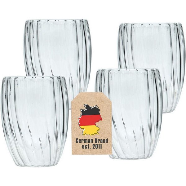 Intirilife Gläser-Set, 4-tlg., Glas, Doppelwandiges Kaffeeglas Teeglas Thermo Glas Set 210 ml (4-tlg)