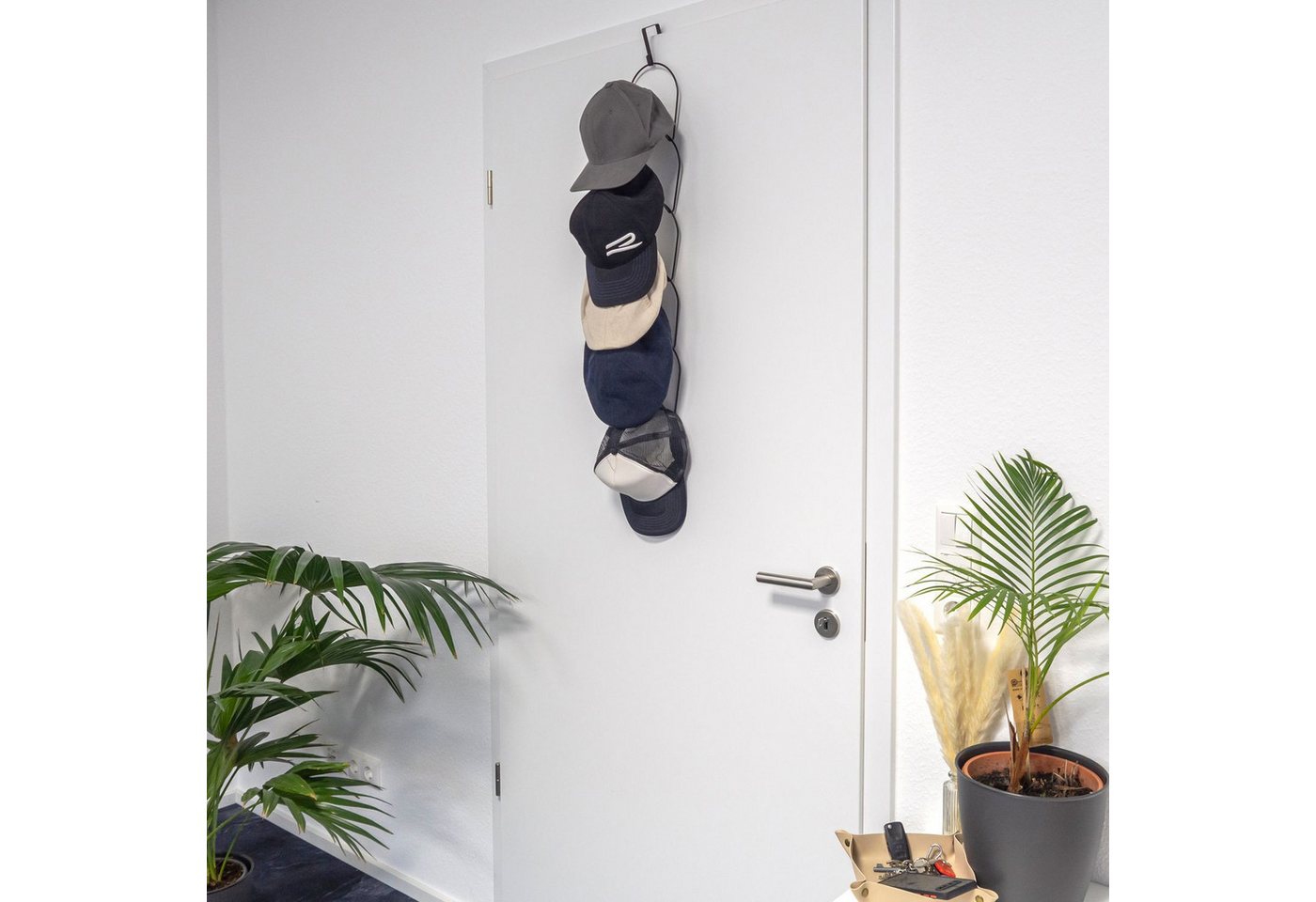 Intirilife Hängeaufbewahrung (1 St), Hut Kleider Ständer Cap Halter 5 Ringe zum Aufhängen 16.9x14.5x78cm – Bild 4 von 5