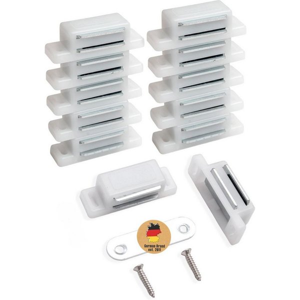 Intirilife Haftmagnetschnäpper, (10-tlg), 10x Magnetschnäpper in WEISS - Magnetischer Türschließer Möbelmagnet