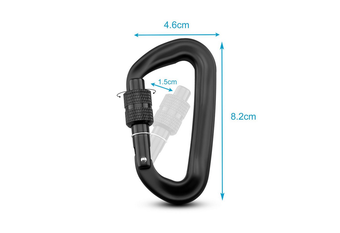 Intirilife Karabiner, (4 St), 4er Set Karabiner in schwarz – Bild 2 von 5