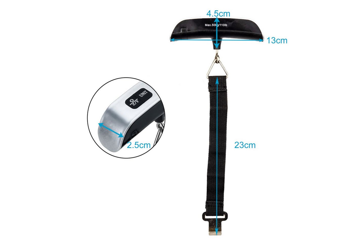 Intirilife Kofferwaage, Tragkraft 50 kg, (1-tlg), Digitale Kofferwaage Elektronische Gepäckwaage Handwaage – Bild 2 von 5