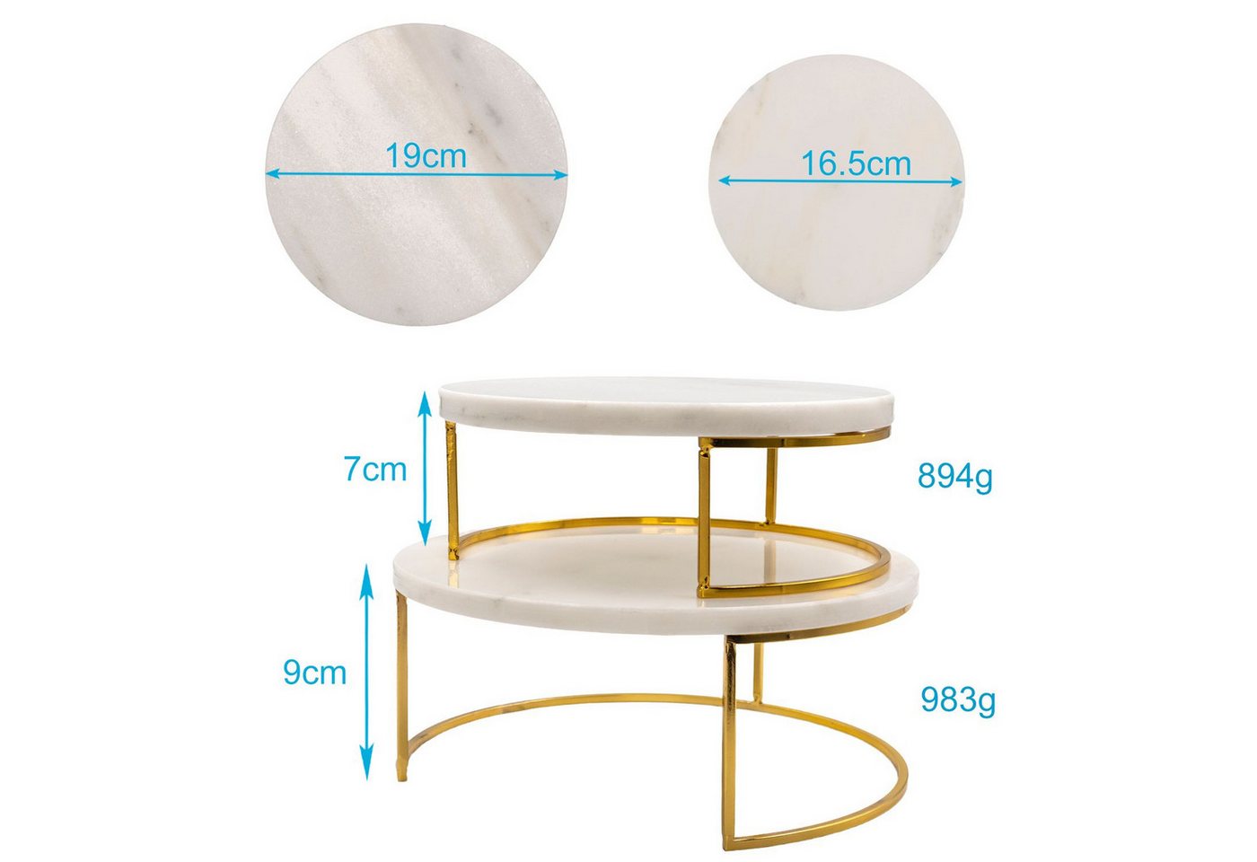 Intirilife Kuchenplatte, Marmor, (Set, 2-tlg), Kuchenplatte Tortenständer Kuchen Torten Servier Teller (2-tlg. Set) – Bild 2 von 5