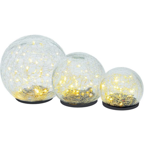 Intirilife LED Dekolicht, LED, warmweiß, 3er Set LED Glaskugel warmweiß Kugelleuchte LED Dekoleuchte Dekolicht