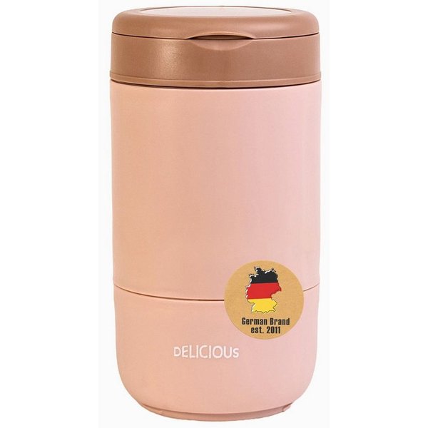 Intirilife Lunchbox, Edelstahl, (Set, 3-tlg., 1x Löffel, 1x Thermo Behälter, 1x Deckel), Müsli Becher Lunch Thermobehälter 2 abgetrennte Fächer Deckel Löffel