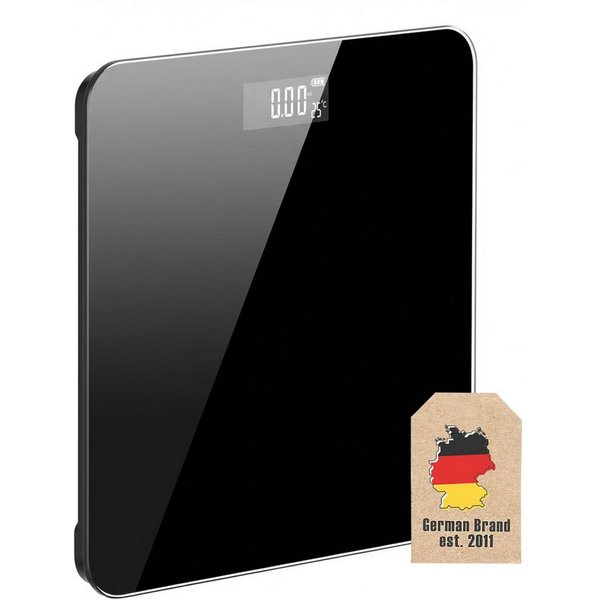 Intirilife Personenwaage, 1-tlg., Badezimmerwaage Körperwaage Schwarz 26 x 26 cm