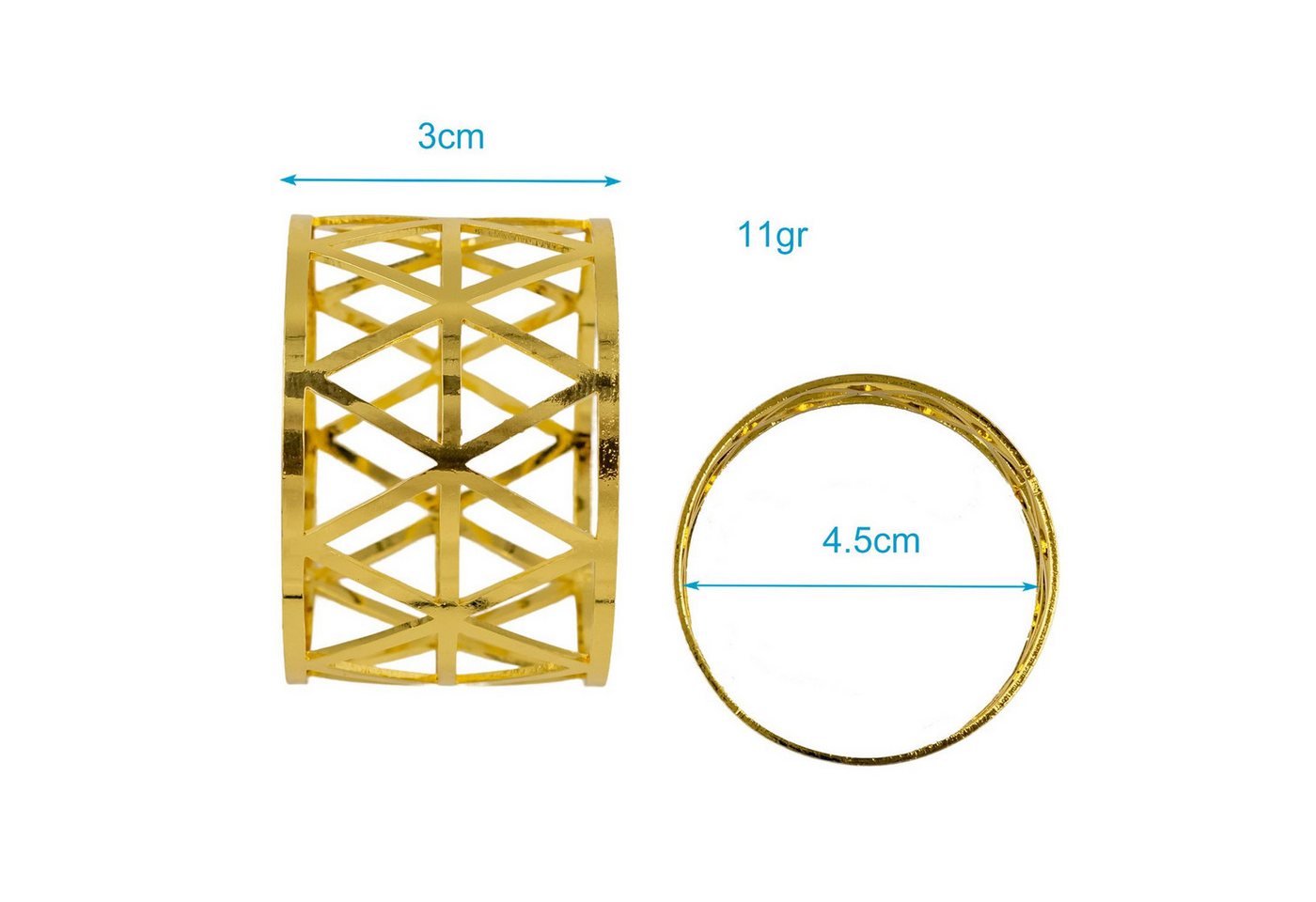 Intirilife Serviettenring, Edelstahl, (Set, 6-tlg., 6x Serviettenringe), Serviettenhalter Set Serviettenringe Edelstahl in Gold 4.5 x 3 cm – Bild 2 von 5