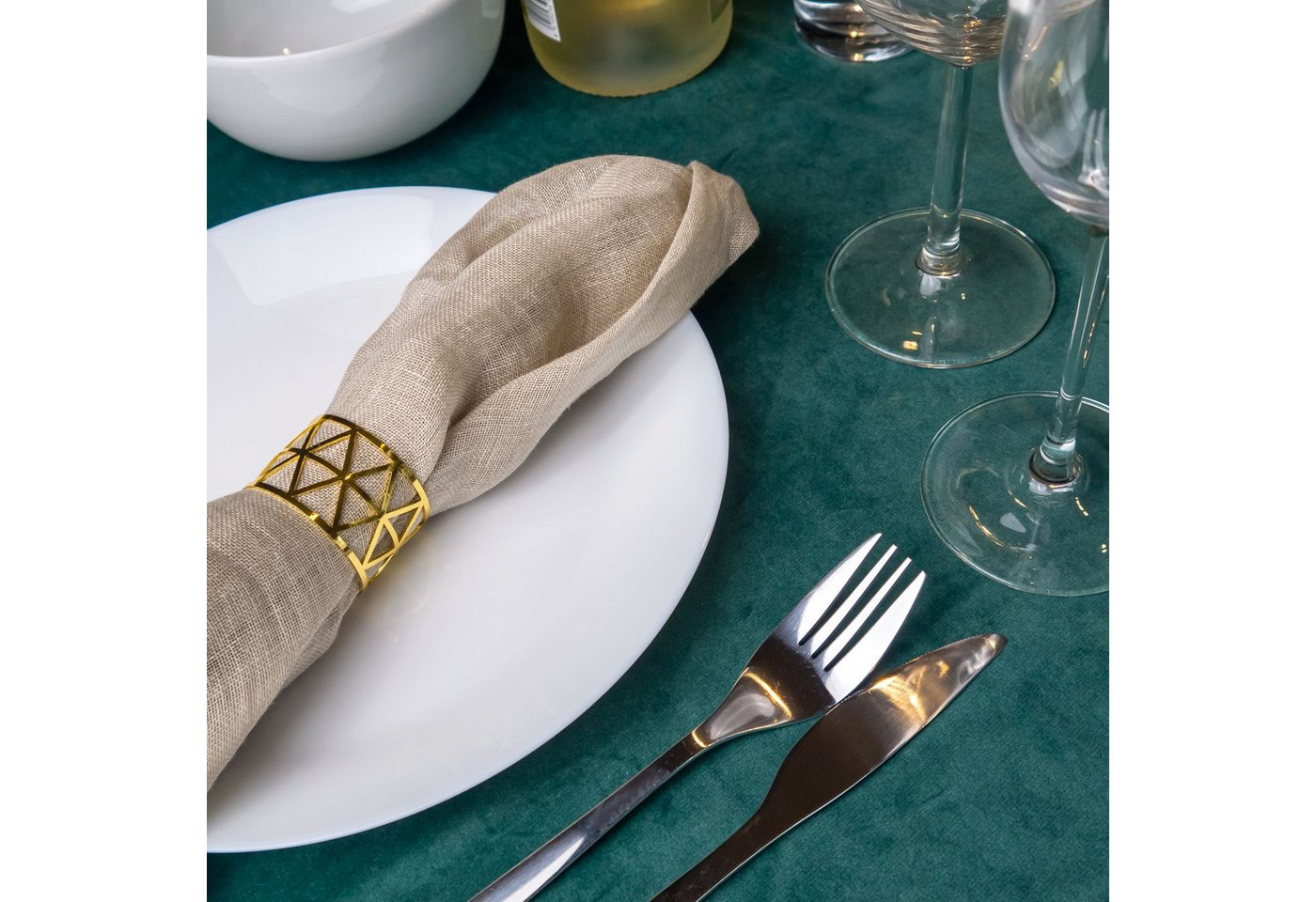 Intirilife Serviettenring, Edelstahl, (Set, 6-tlg., 6x Serviettenringe), Serviettenhalter Set Serviettenringe Edelstahl in Gold 4.5 x 3 cm – Bild 4 von 5