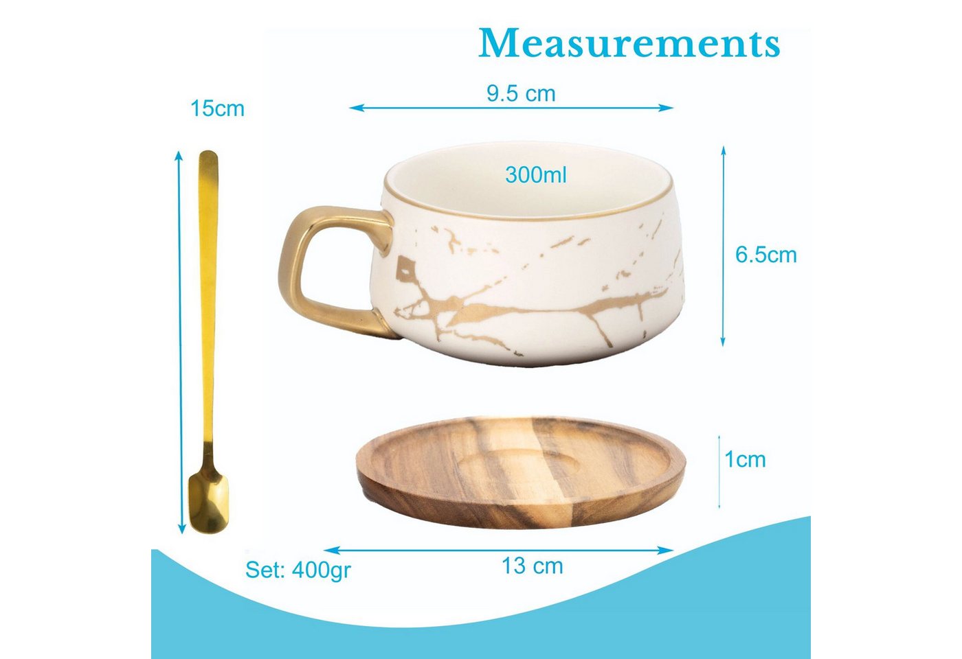 Intirilife Tasse, 6-tlg., Keramik, 6x Kaffeetasse Teetasse Keramik 200ml Tassen Set Untersetzer Becher – Bild 4 von 5
