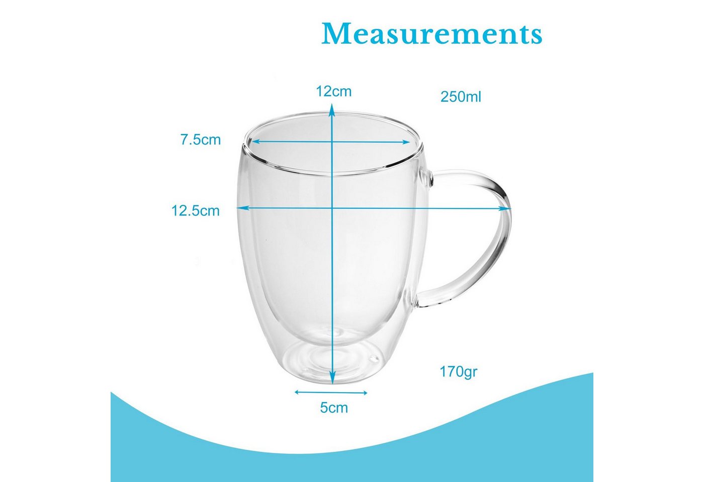 Intirilife Thermoglas, 4-tlg., Glas, Gläser Set Thermoglas Teeglas Kaffeeglas 400ml Doppelwandig (4-tlg) – Bild 4 von 5