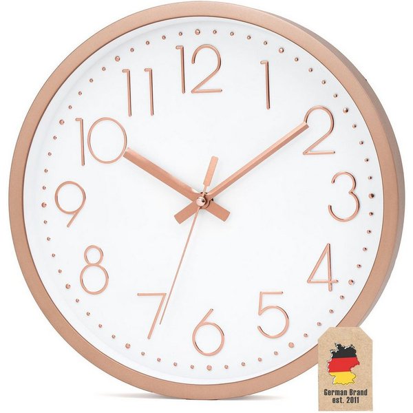 Intirilife Wanduhr (Wanduhr lautlos, ohne Tickgeräusche klassiche moderene Quarzuhr)