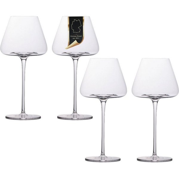 Intirilife Weinglas, 4-tlg., Glas, 4x Wein Glas 600ml Rotwein Glas Kelch Spülmaschinenfest Kristallglas