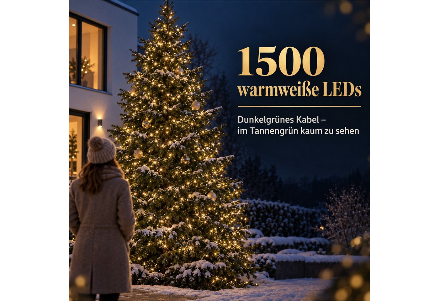 INtrenDU LED-Lichterkette Lichterkette warmeiß 1500LED 30m, mit itegriertem Timer, Beleuchtungsprogrammen und Memoryfunktion – Bild 2 von 5