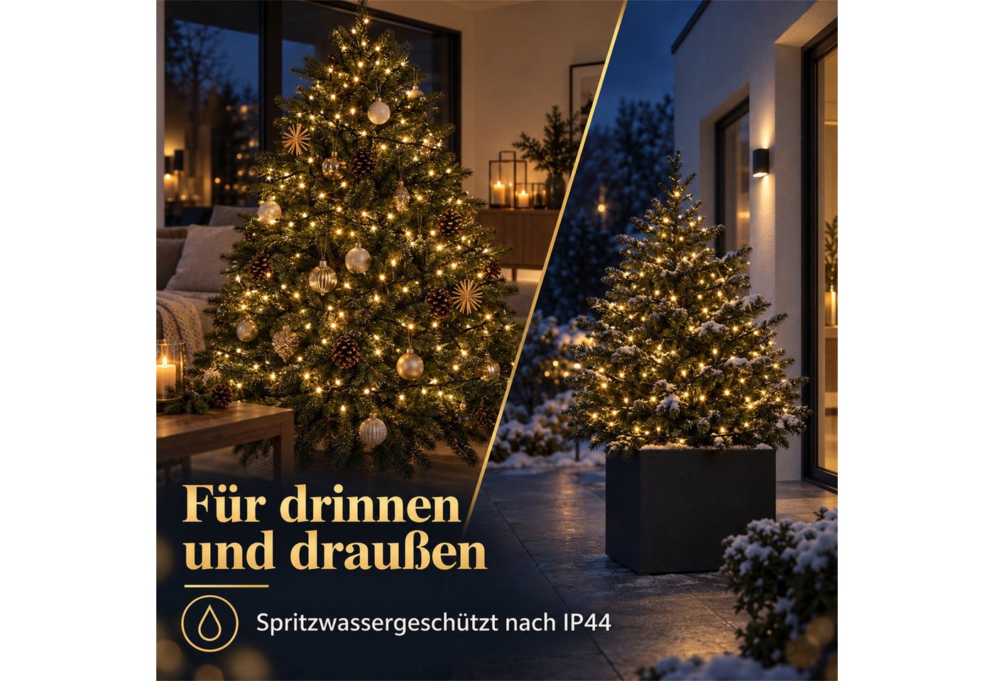INtrenDU LED-Lichterkette Lichterkette warmeiß 1500LED 30m, mit itegriertem Timer, Beleuchtungsprogrammen und Memoryfunktion – Bild 4 von 5