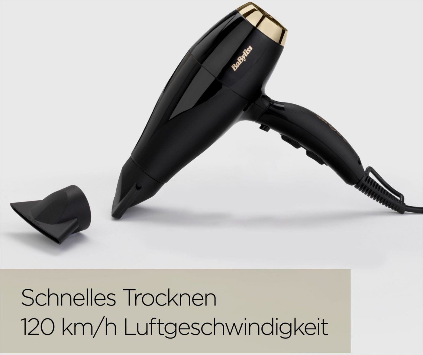 BaByliss Ionic-Haartrockner BaByliss Super Pro 2300 Profi-Haartrockner, 6714E, 2300 W, 2300W, Ionen-Technologie, Föhn mit 2 Aufsätzen, Made in Italy – Bild 4 von 5