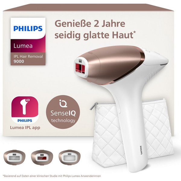 Philips IPL-Haarentferner Philips Lumea S9000 BRI955/00, 450.000 Lichtimpulse, 3 Aufsätze (Körper, Gesicht und Präzisionsaufsatz), kabellos