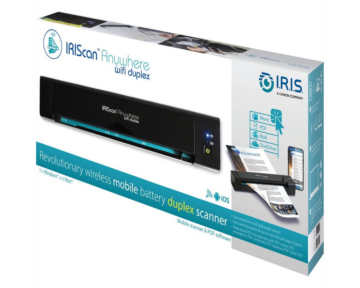 Iris by Canon IRIScan Anywhere 6 WIFI Duplex 15PPM Scanner, (Mobiler Batteriescanner, 461854) – Bild 4 von 5