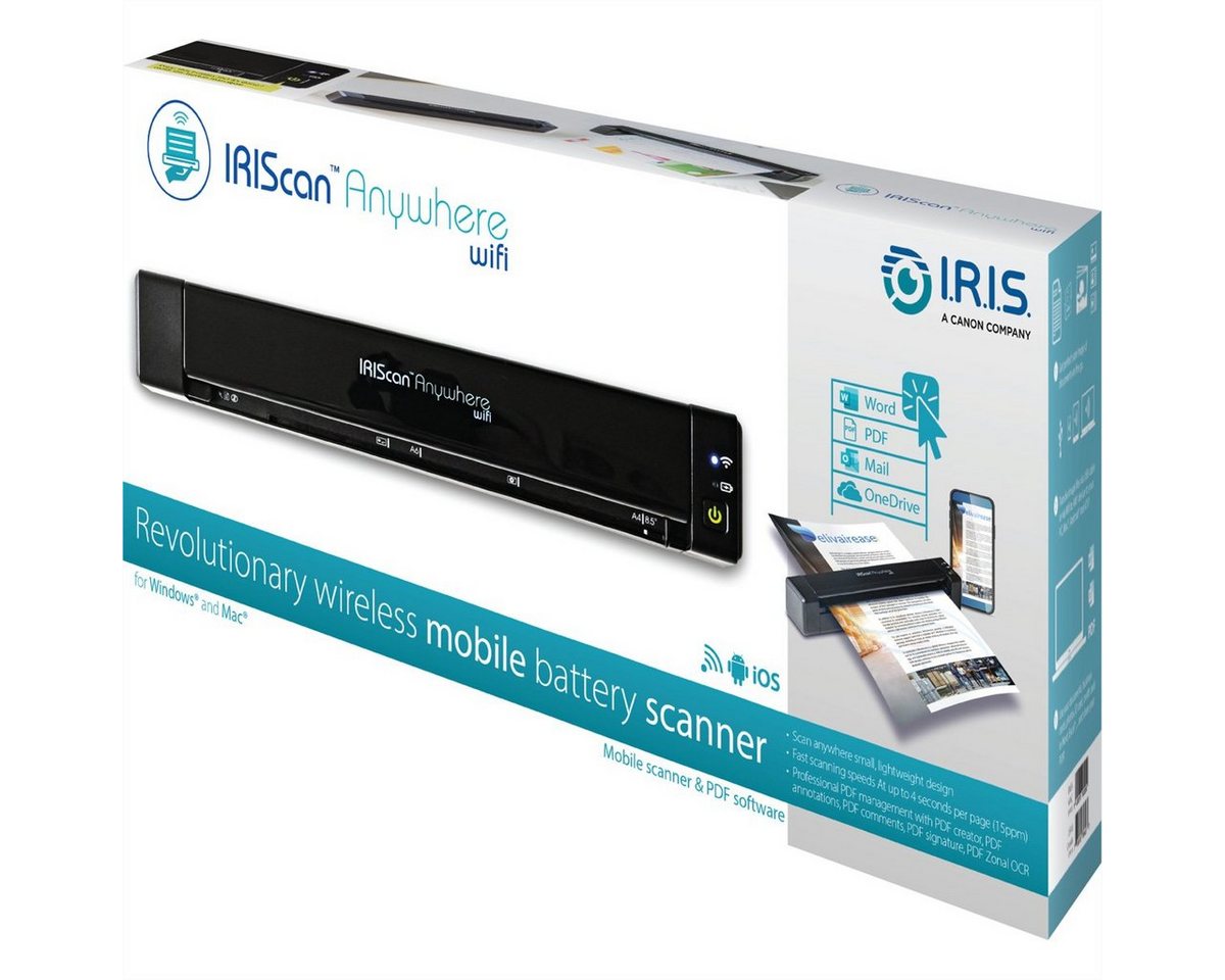 Iris by Canon IRIScan Anywhere 6 WIFI Simplex 15PPM Scanner, (Mobiler Batteriescanner, 461855) – Bild 3 von 5