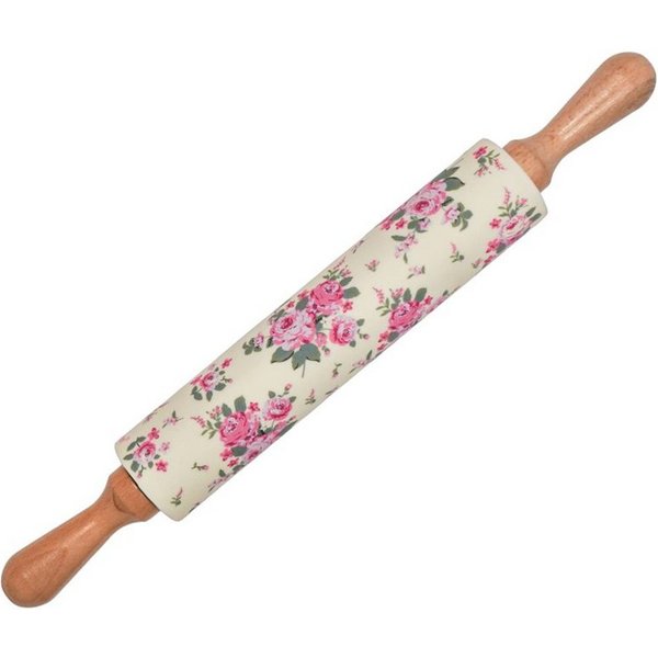 Isabelle Rose Teigroller Bella Holz, Silikon, (Blumenmuster, 1-tlg., Nudelholz), Gesamtlänge ca. 43 cm, Rolle ca. 24,5 cm