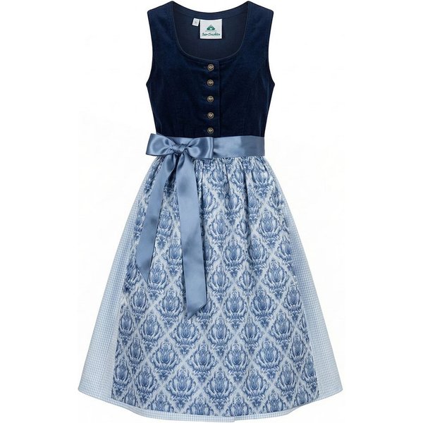 Isar-Trachten Dirndl Jugenddirndl blau Cord mit Knöpfen 63735