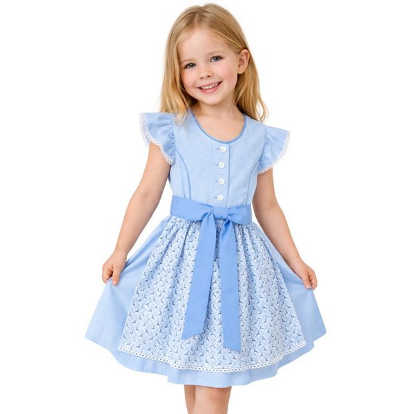 Isar-Trachten Dirndl Kinderdirndl 2tg. - KLARA - hellblau