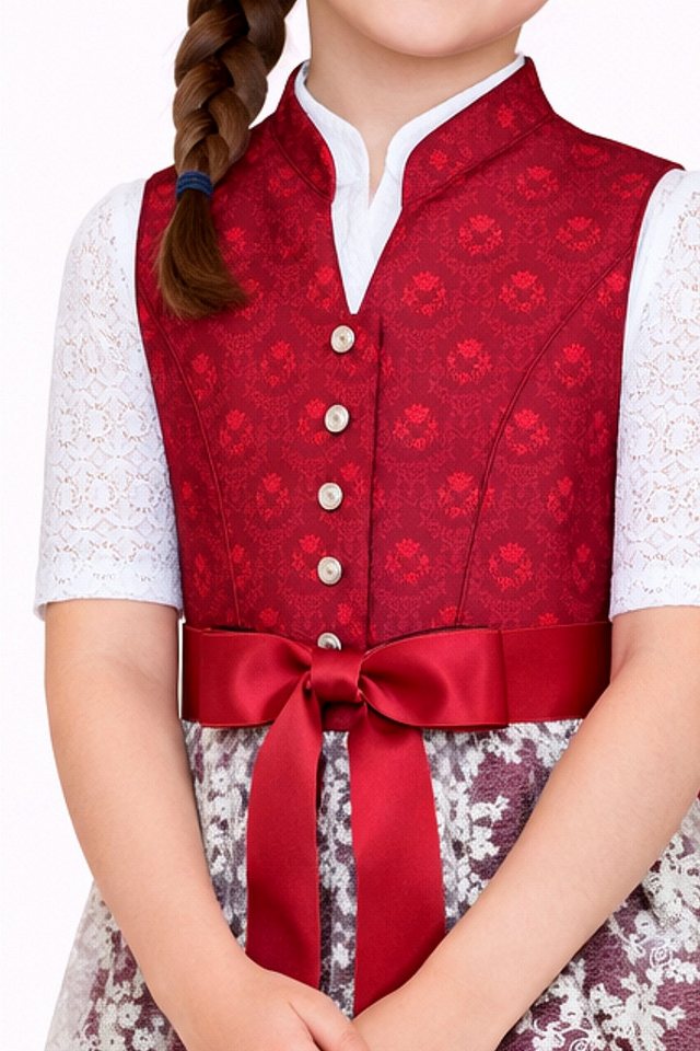 Isar-Trachten Dirndl Kinderdirndl 2tlg. - CARLY - rot – Bild 2 von 3