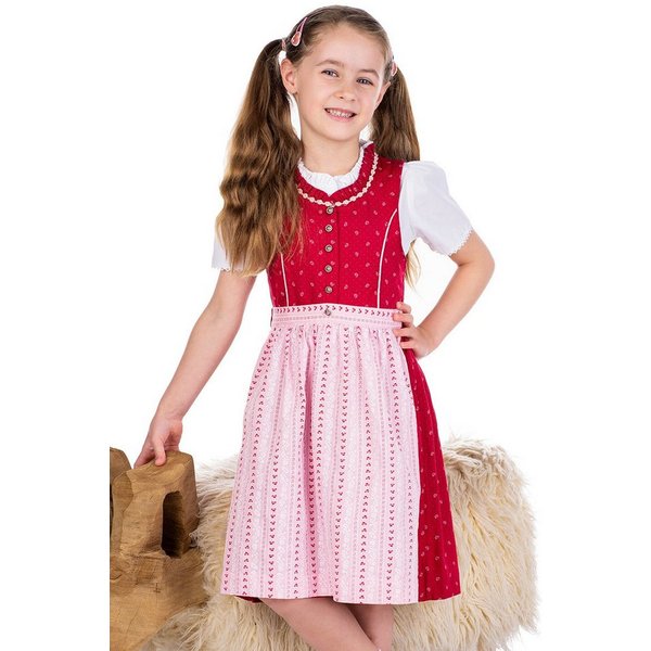 Isar-Trachten Dirndl Kinderdirndl 3tlg. - ALEA - rot/rosa