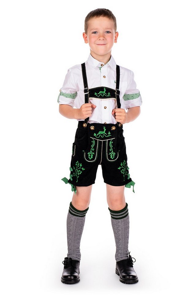 Isar-Trachten Lederhose Lederhose Kinder - EIKE - schwarz/klee – Bild 3 von 3