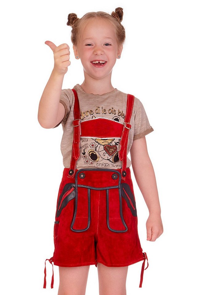 Isar-Trachten Lederhose Lederhose Kinder - JASCHA - rot – Bild 2 von 4