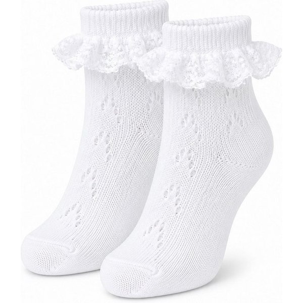 Isar-Trachten Socken Kurze Kinder Strümpfe Ajourmuster mit Rüschen 1104