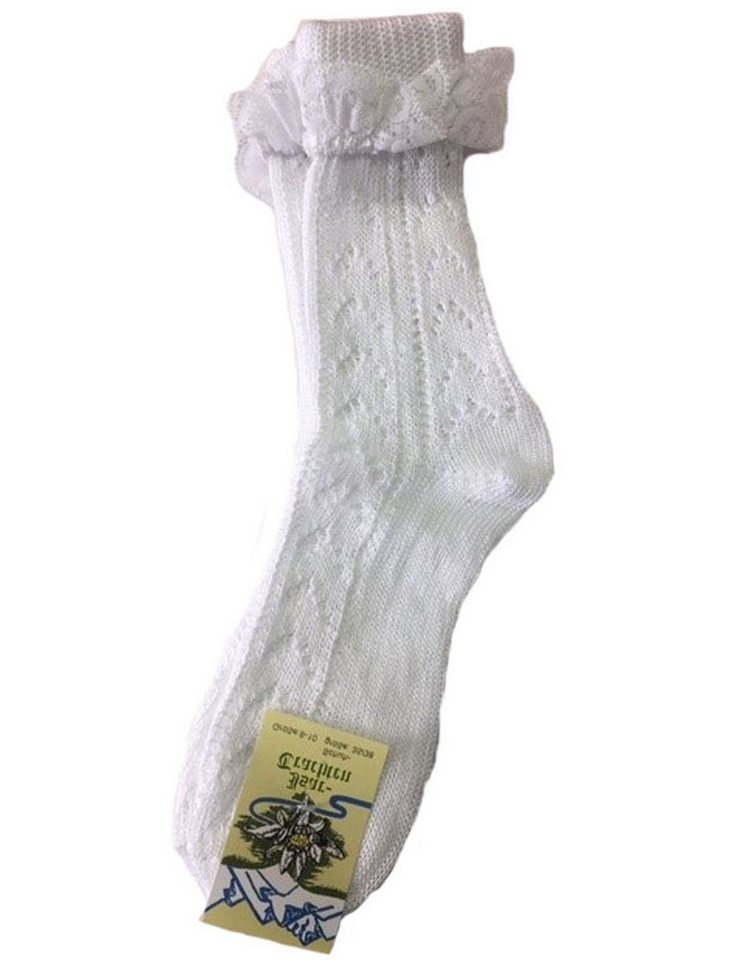 Isar-Trachten Socken Kurze Kinder Strümpfe Ajourmuster mit Rüschen 1104 – Bild 5 von 5