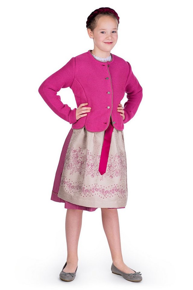 Isar-Trachten Trachtenjacke Strickjacke Kinder - ELEGANTINE - marine, pink – Bild 2 von 2