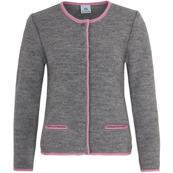 Isar-Trachten Trachtenstrickjacke Trachten Strickjacke - TAHNEE - dunkelblau, hellgrau