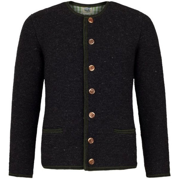 Isar-Trachten Trachtenstrickjacke Trachten Strickjacke Herren - TADDEO - anthrazit, haselnuss melange