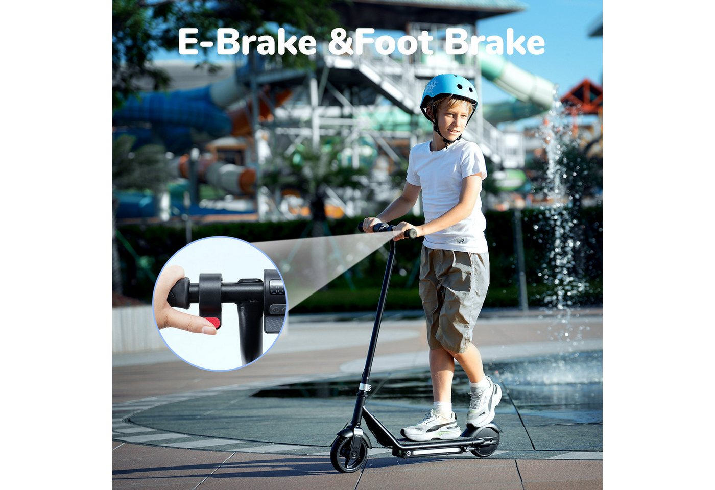 iscooter Cityroller Elektro-Kinderroller Kinder von 6-12 Jahren mit magnetischer Aufladung, (1 tlg), 150W, 16km/h, LED-Anzeige, farbige Lichter, Doppelbremsen – Bild 2 von 5