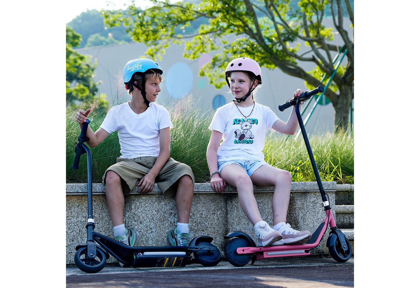 iscooter Cityroller Elektro-Kinderroller Kinder von 6-12 Jahren mit magnetischer Aufladung, (1 tlg), 150W, 16km/h, LED-Anzeige, farbige Lichter, Doppelbremsen – Bild 3 von 5